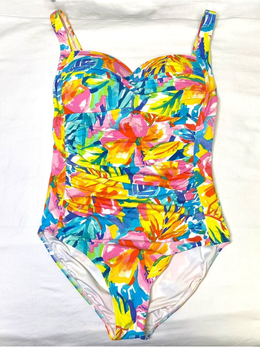 Nip Tuck Swim Tropical Floral One Piece Swimsuit MultiFit Cup Tummy Control US 6